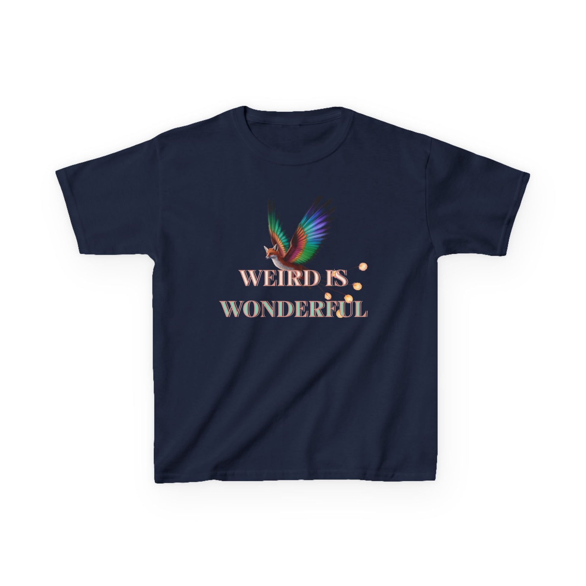 Kids Tee — "Weird Is Wonderful" Rainbow Bird Graphic - Estrella & The Stars