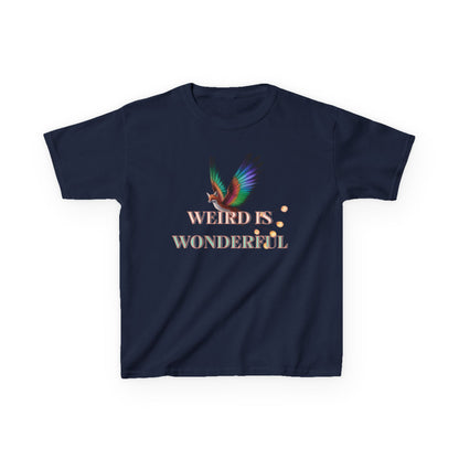 Kids Tee — "Weird Is Wonderful" Rainbow Bird Graphic - Estrella & The Stars