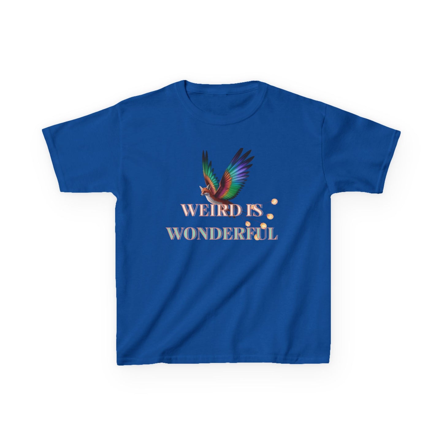 Kids Tee — "Weird Is Wonderful" Rainbow Bird Graphic - Estrella & The Stars