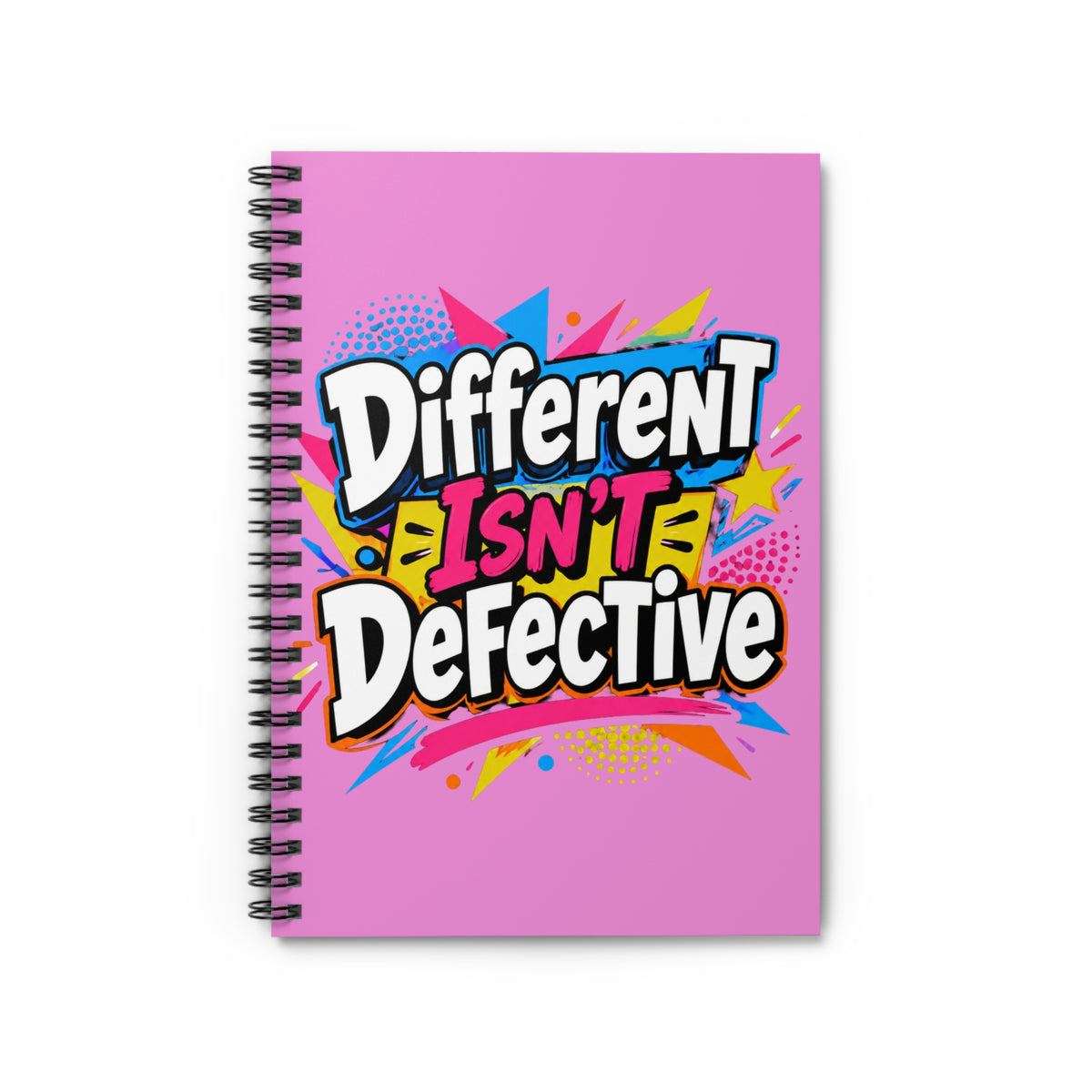 Different Isn't Defective Pink Spiral Notebook — Ruled Journal for Neurodiversity & Self‑Acceptance - Estrella & The Stars