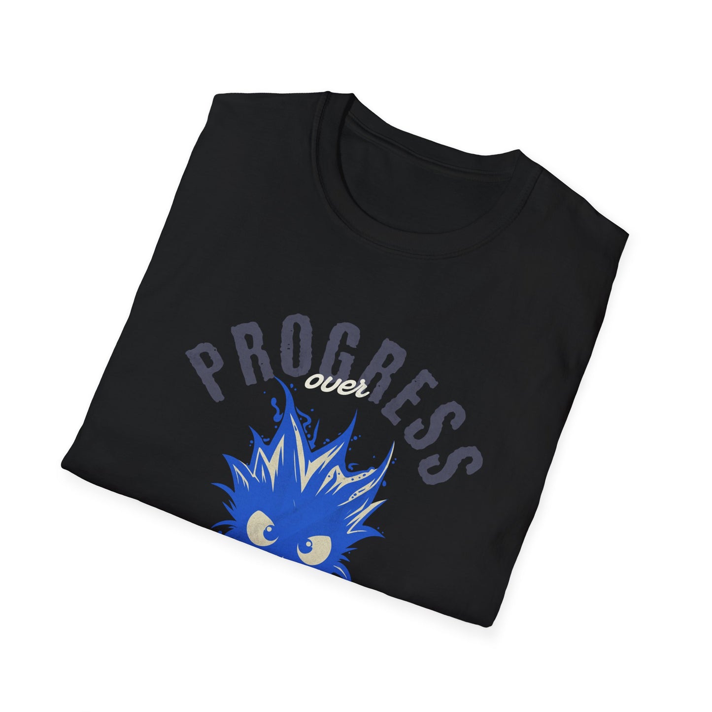 Progress Over Perfection T-Shirt — Motivational Graphic Tee with Spiky Cat Illustration - Estrella & The Stars