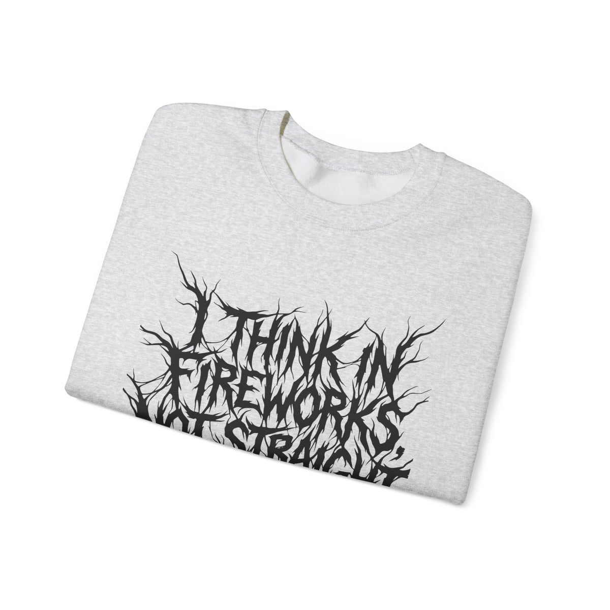 Crewneck Sweatshirt — “I Think in Fireworks, Not Straight Lines” Graphic - Estrella & The Stars