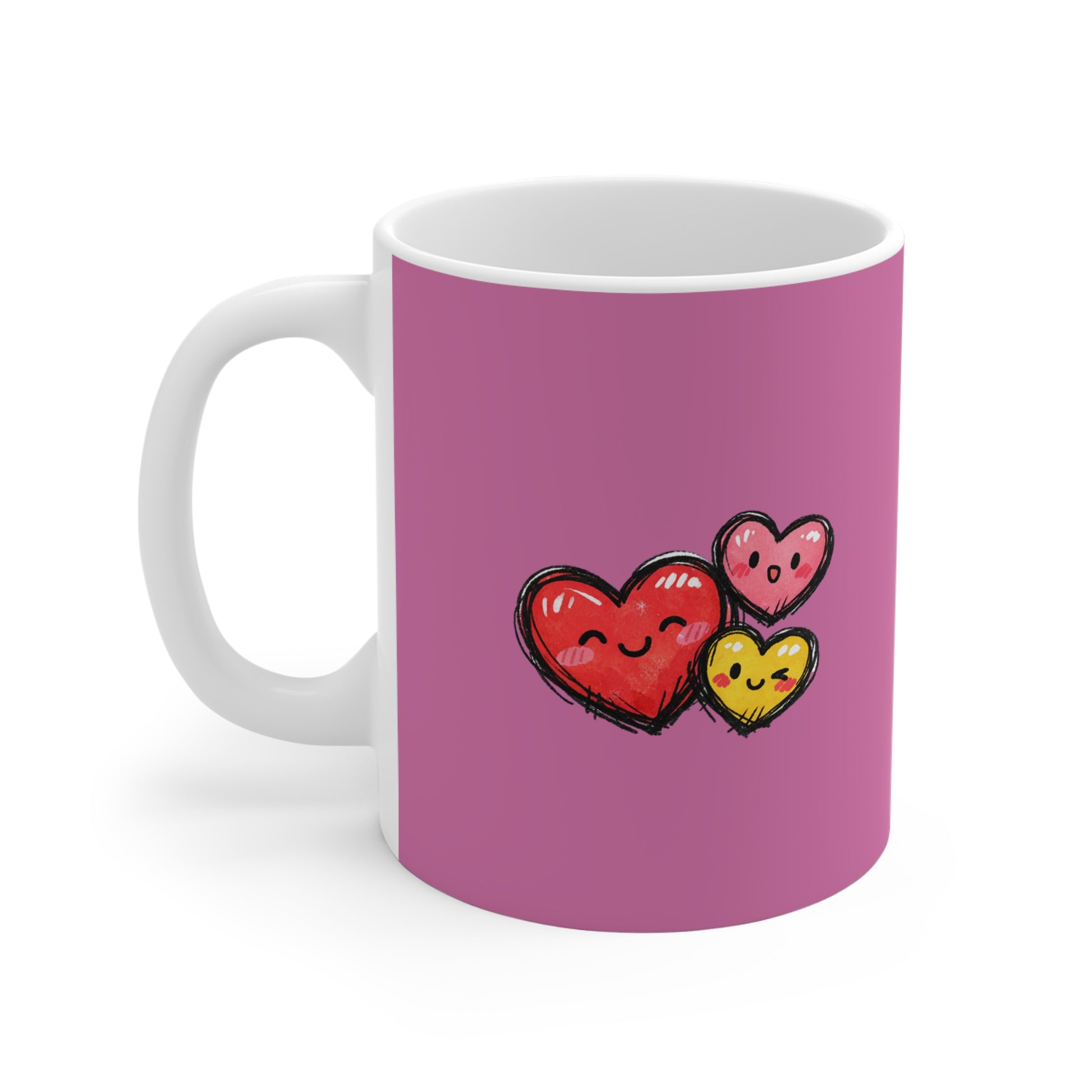 Teacher Gift Smiling Hearts Ceramic Mug – Cute Pink Love Coffee Cup (11oz/15oz/20oz) - Estrella & The Stars