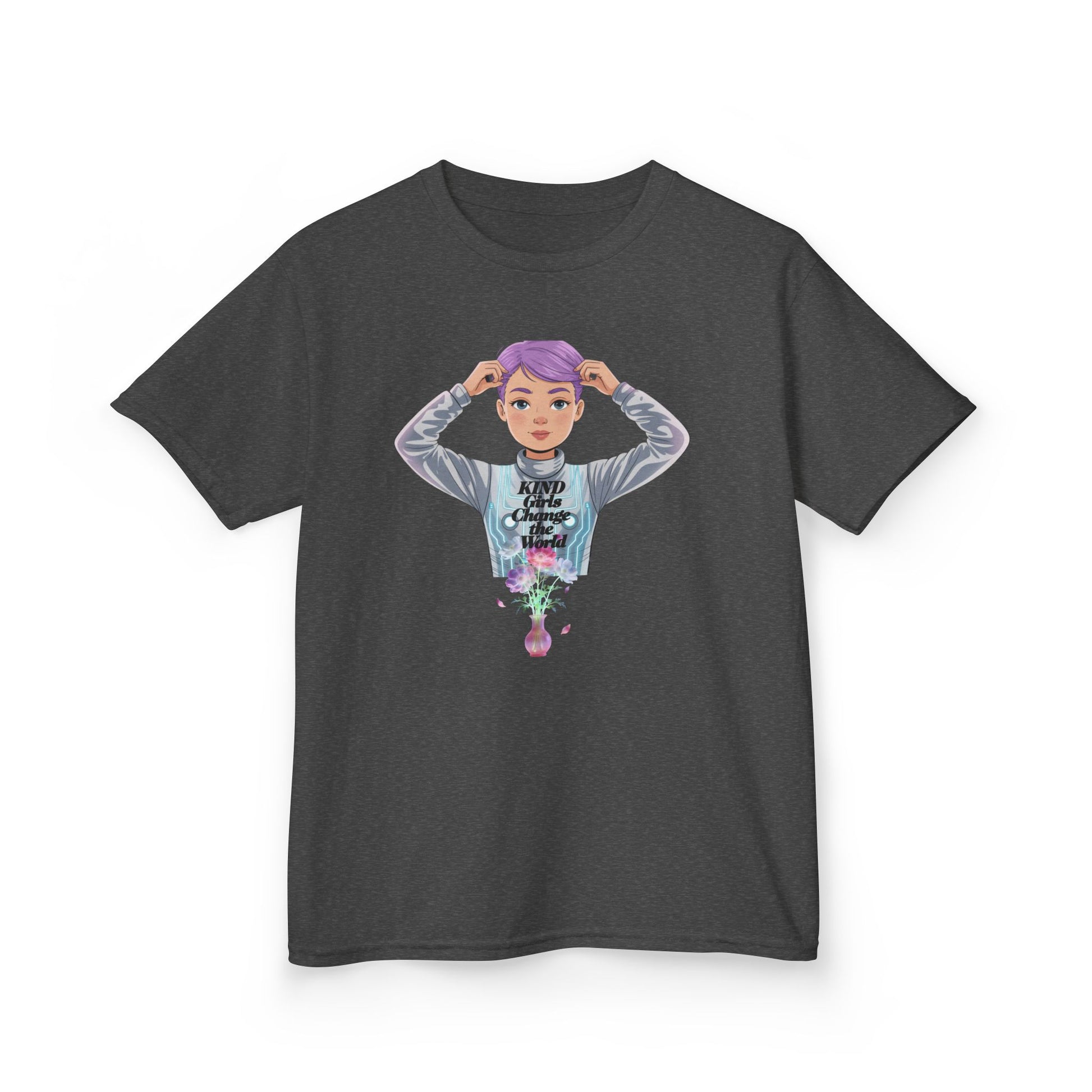 Kids Tee — 'Take The Night' Graphic Shirt with Purple - Haired Character - Estrella & The Stars