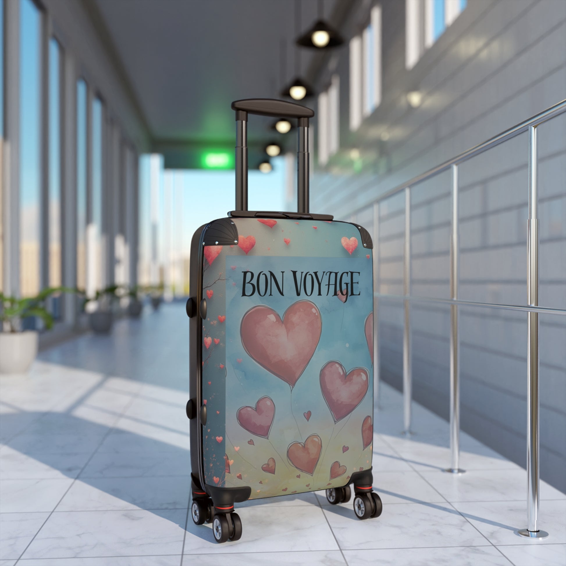 Heart Print Bon Voyage Suitcase | Adventure Bag & Gift for Travelers - Estrella & The Stars