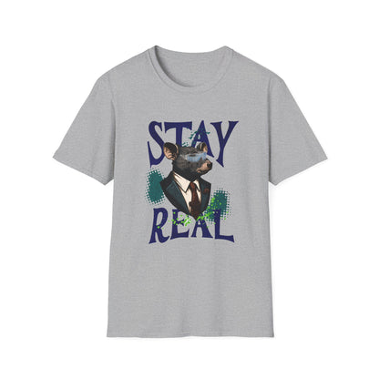 Stay Real Doberman T-Shirt — Graphic Dog Portrait Tee - Estrella & The Stars