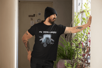 T-Shirt — "My Brain Works" Surreal Blue Creature Graphic Tee - Estrella & The Stars