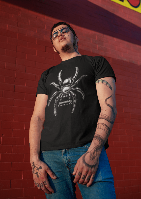 Spider Graphic T-Shirt — Black Skull Spider Illustration Tee - Estrella & The Stars