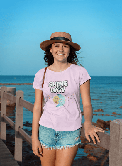 Kids Tee — "Shine Wavy" Moon & Sun Cute Graphic Shirt - Estrella & The Stars