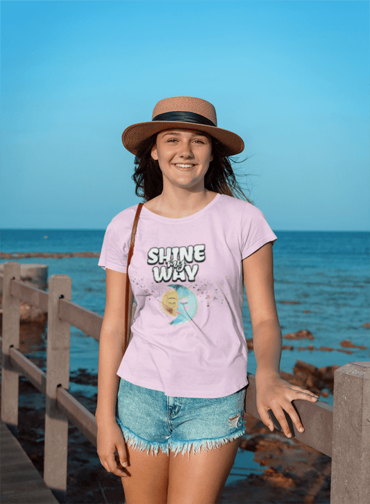 Kids Tee — "Shine Wavy" Moon & Sun Cute Graphic Shirt - Estrella & The Stars