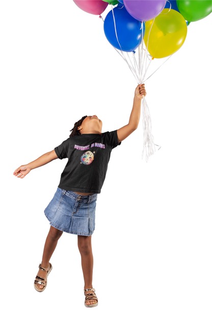 Kids Tee — "Different Is Normal" Rainbow Moon Graphic - Estrella & The Stars
