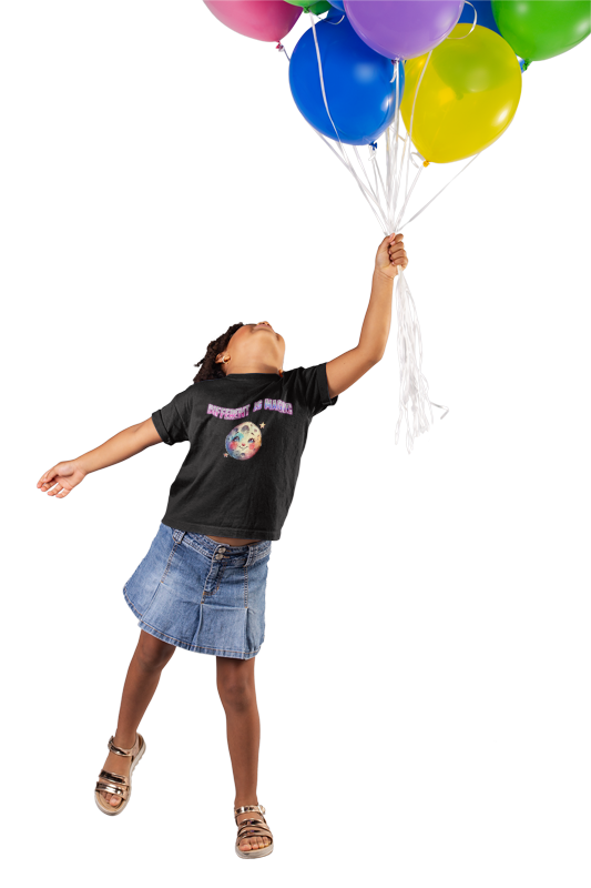 Kids Tee — "Different Is Normal" Rainbow Moon Graphic - Estrella & The Stars