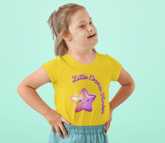 Kids Tee — "Little Cosmic Thinker" Star Graphic - Estrella & The Stars