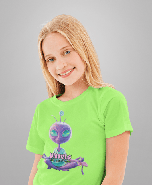 Kids Alien Graphic Tee - Cute Purple Alien "Planets" Design - Estrella & The Stars