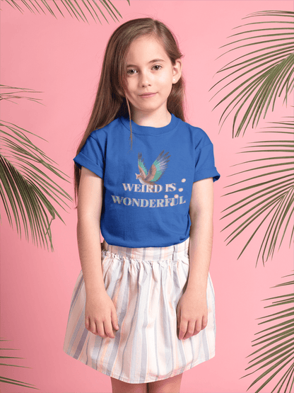 Kids Tee — "Weird Is Wonderful" Rainbow Bird Graphic - Estrella & The Stars