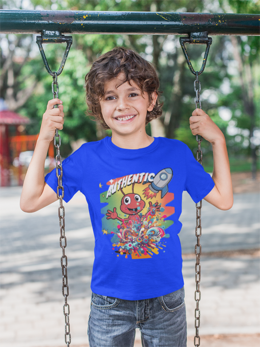 Authentic Rocket Kids T‑Shirt — Colorful Cartoon Space Monster Tee - Estrella & The Stars