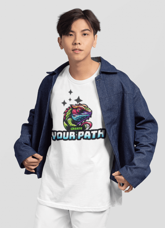 Kids T‑Shirt — Colorful Dragon Illustration "Create Your Path" - Estrella & The Stars