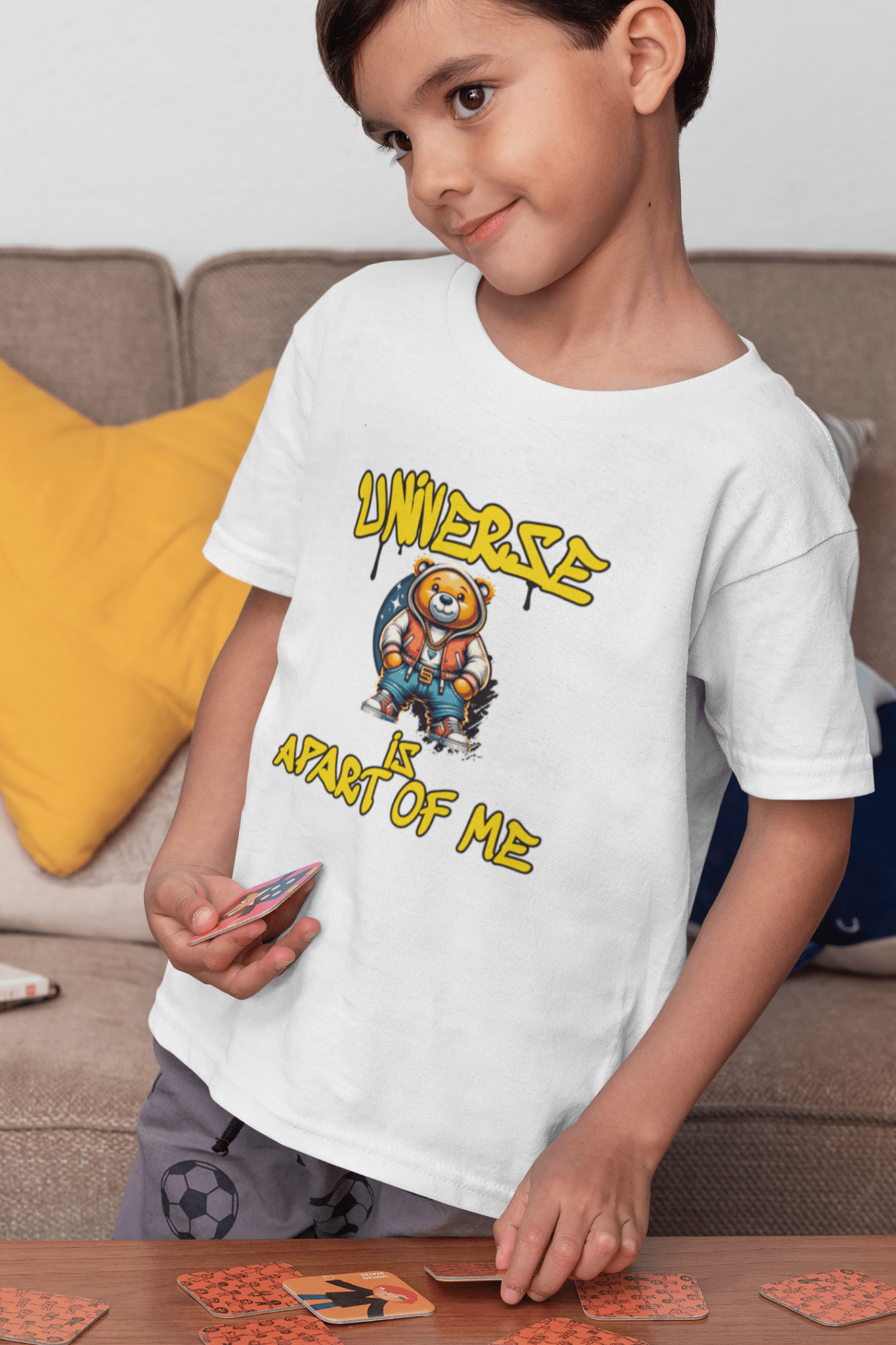 Space Bear Graphic Kids Tee — 'Universe A Part of Me' Design - Estrella & The Stars