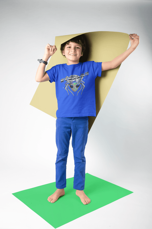 Kids Skateboard Alien T‑Shirt — Holographic Space Helmet Graphic - Estrella & The Stars