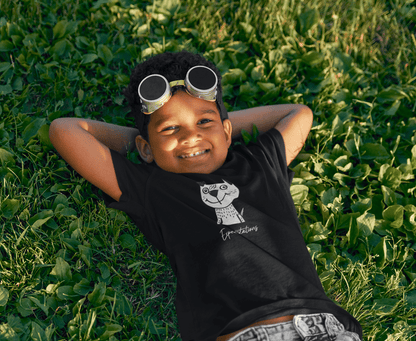 Kids Tee — Cute Cat Drawing with 'Expectations' Script - Estrella & The Stars