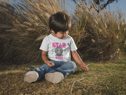 Infant Tee - 'Star Dust' Cute Sun Graphic Baby T-Shirt (Pink Retro Text) - Estrella & The Stars