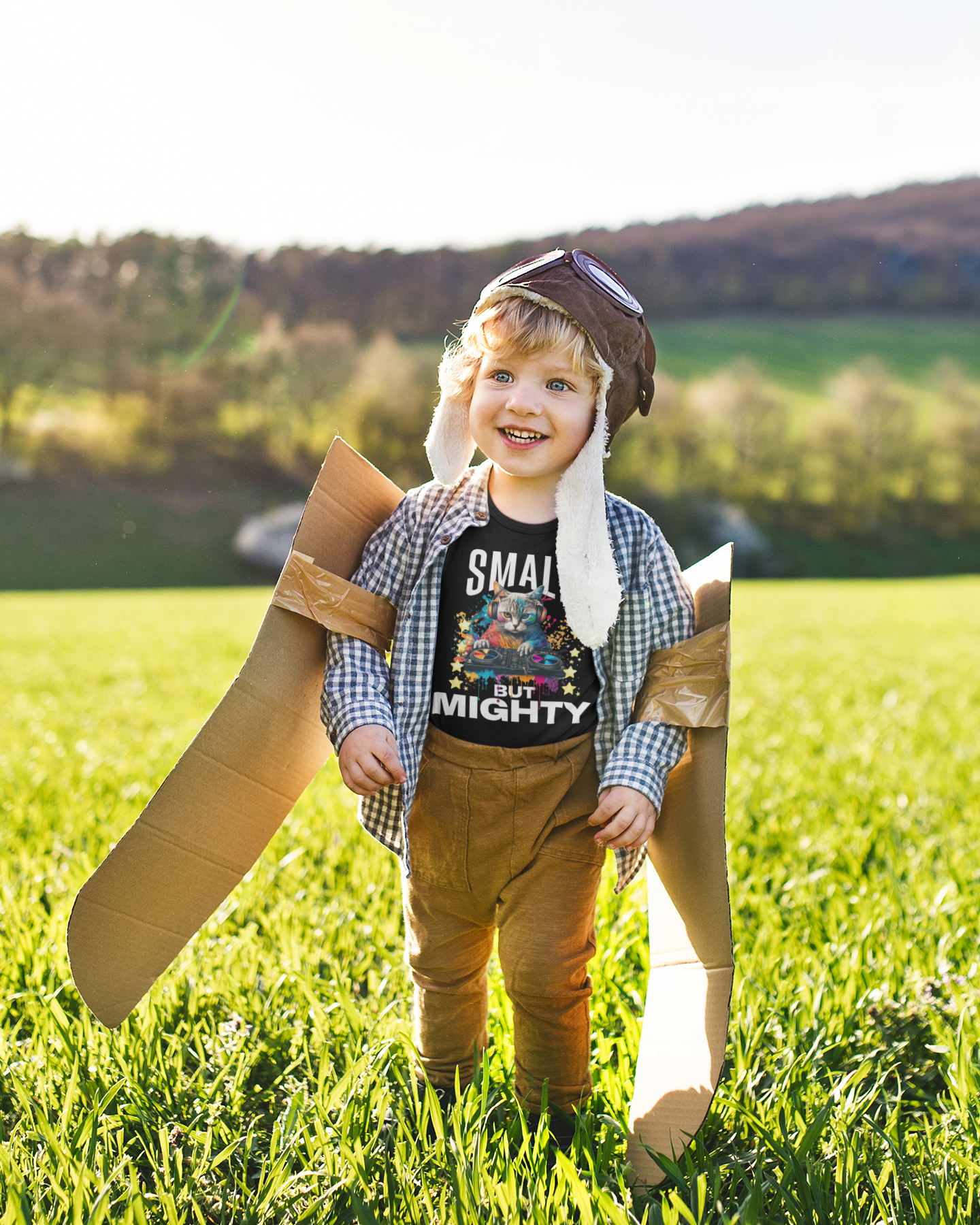 Infant Tee — "Small but Mighty" Colorful Puppy Graphic Baby Shirt - Estrella & The Stars