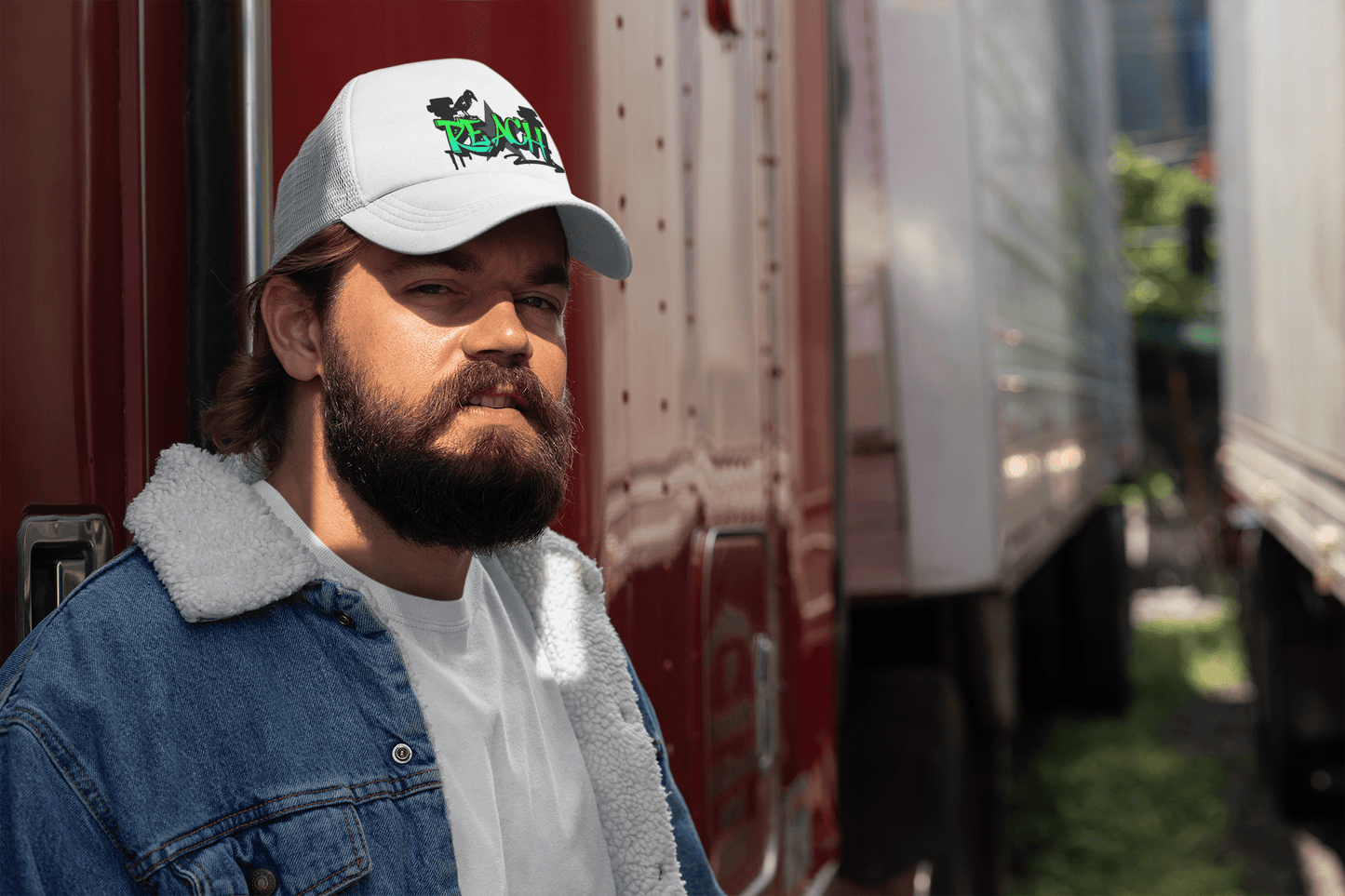 Retro Trucker Hat - 'Beach' Neon Graffiti Mesh Cap - Estrella & The Stars