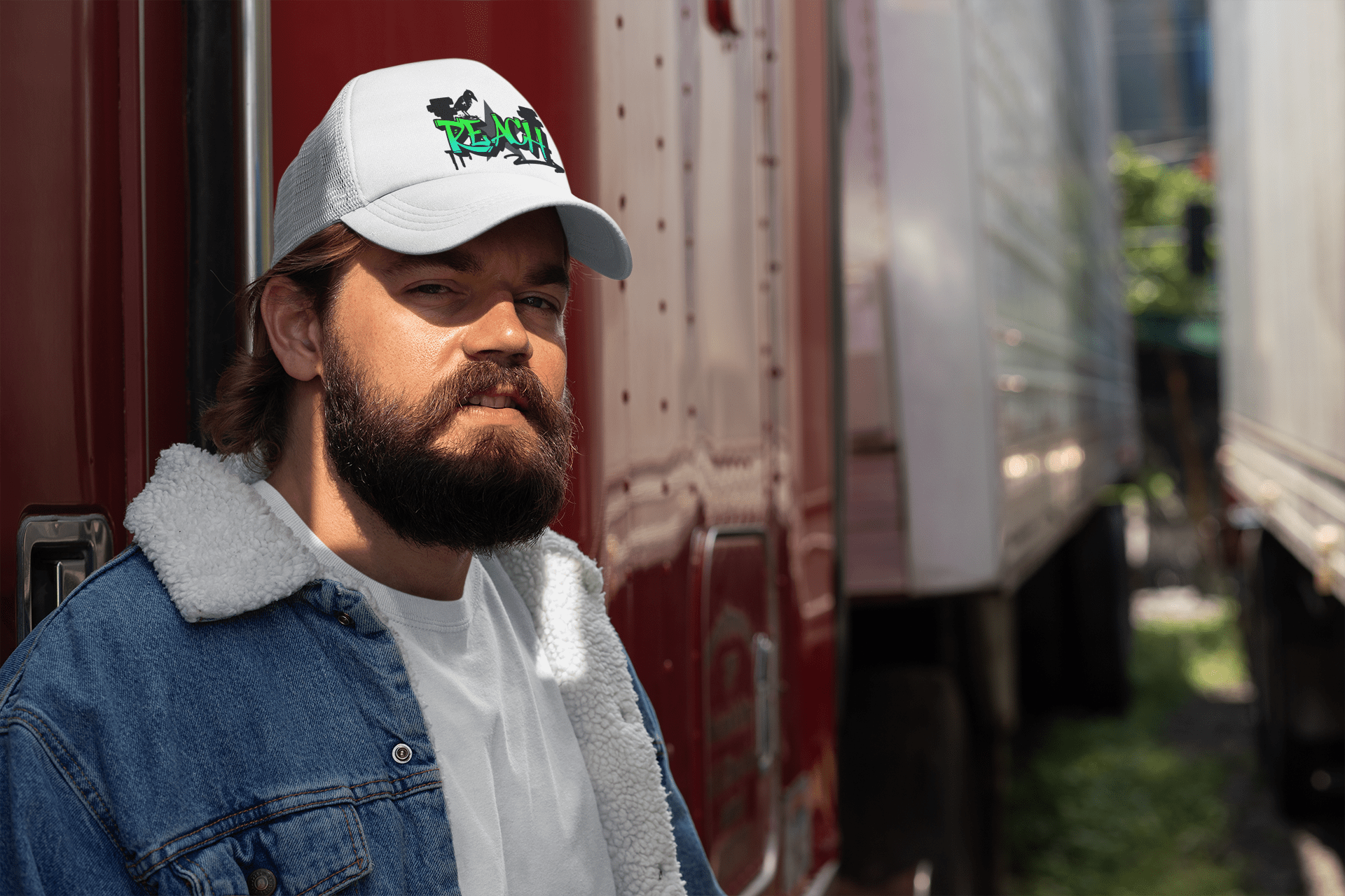 Retro Trucker Hat - 'Beach' Neon Graffiti Mesh Cap - Estrella & The Stars