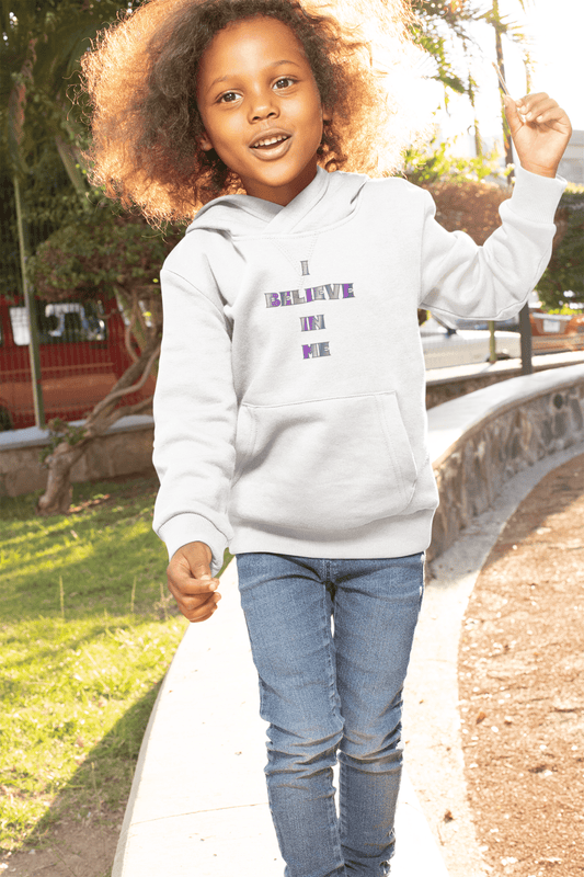Youth Hoodie — 'I Believe in Me' Colorful Wolf Graphic Kids Sweatshirt - Estrella & The Stars