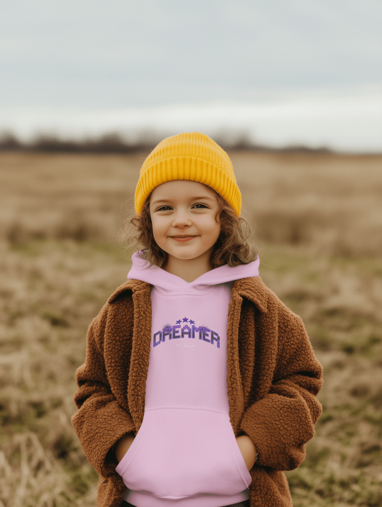Youth Hoodie — "Dreamer" Purple Pixel Stars Kids Pullover - Estrella & The Stars