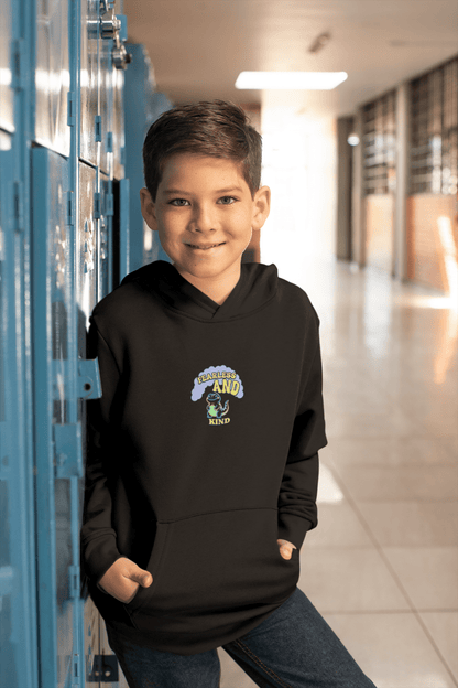Youth Hoodie - 'Small But MIGHTY' Dino Graphic Kids Hooded Sweatshirt - Estrella & The Stars