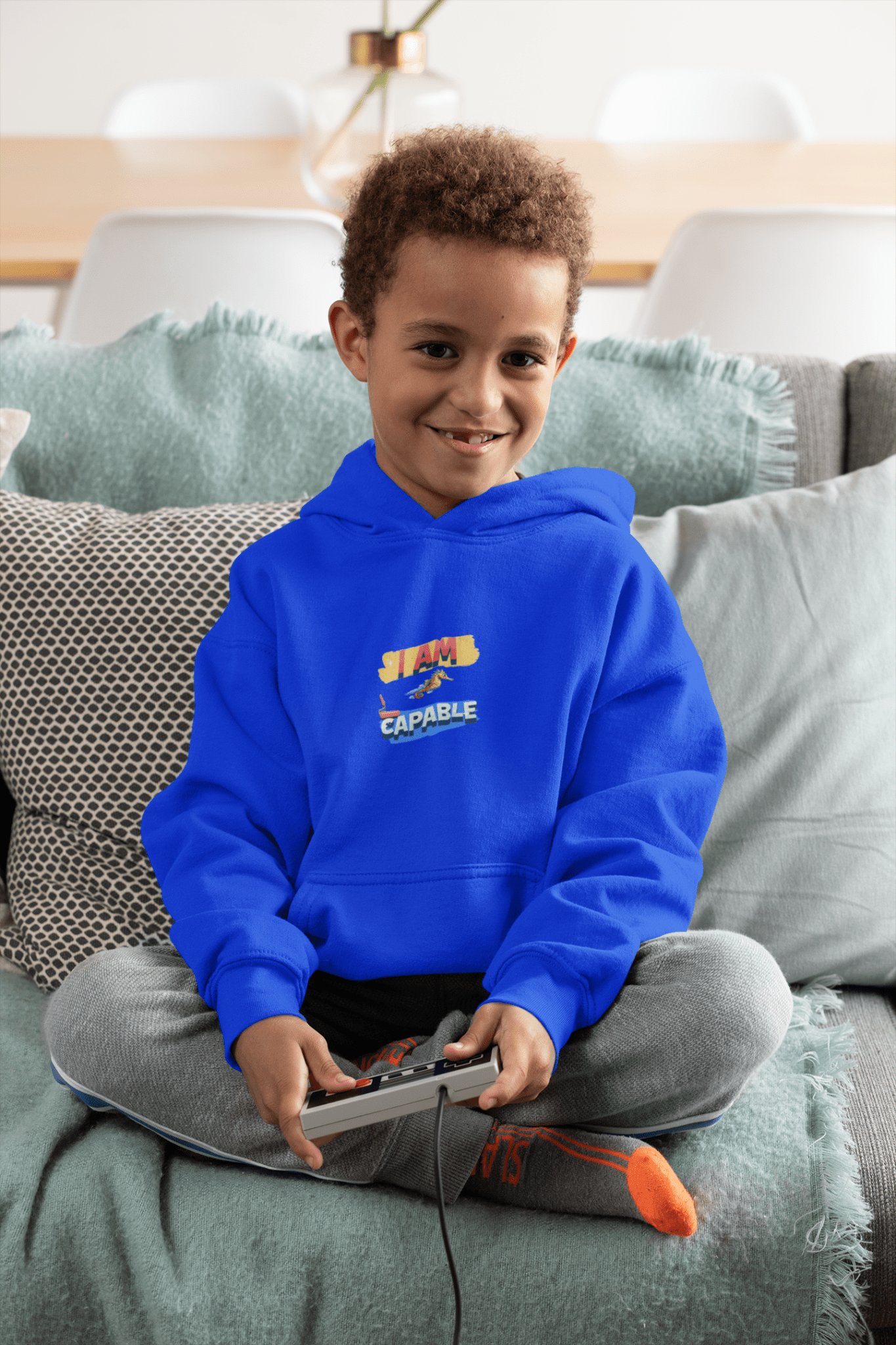 Kids' Colorful Inspirational Hoodie - 'I Am Capable' Youth Sweatshirt - Estrella & The Stars