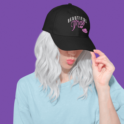 Copy of Beautiful Mess Trucker Hat - Retro Script Pink Accent Mesh Cap - Estrella & The Stars