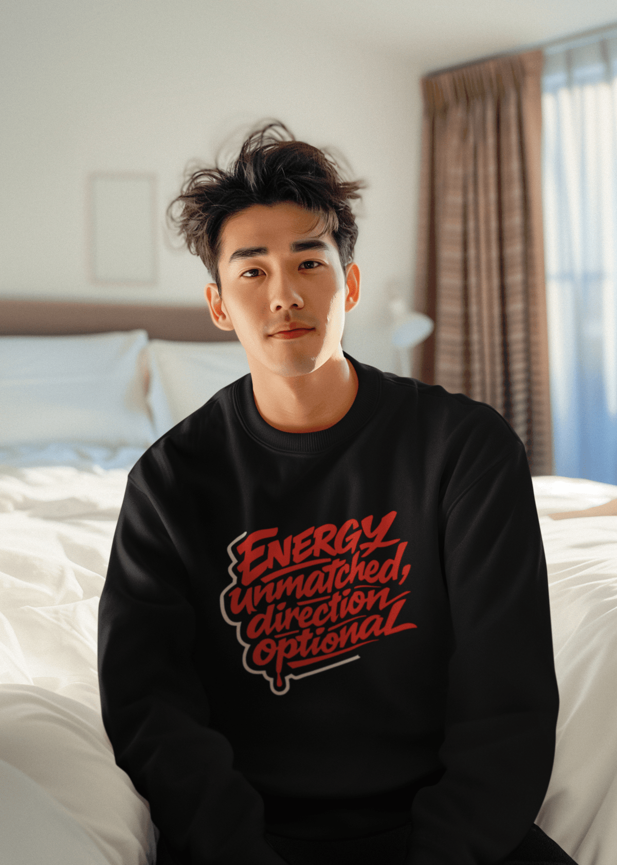 Crewneck Sweatshirt — “Energy Unmatched, Direction Optional” Graphic - Estrella & The Stars