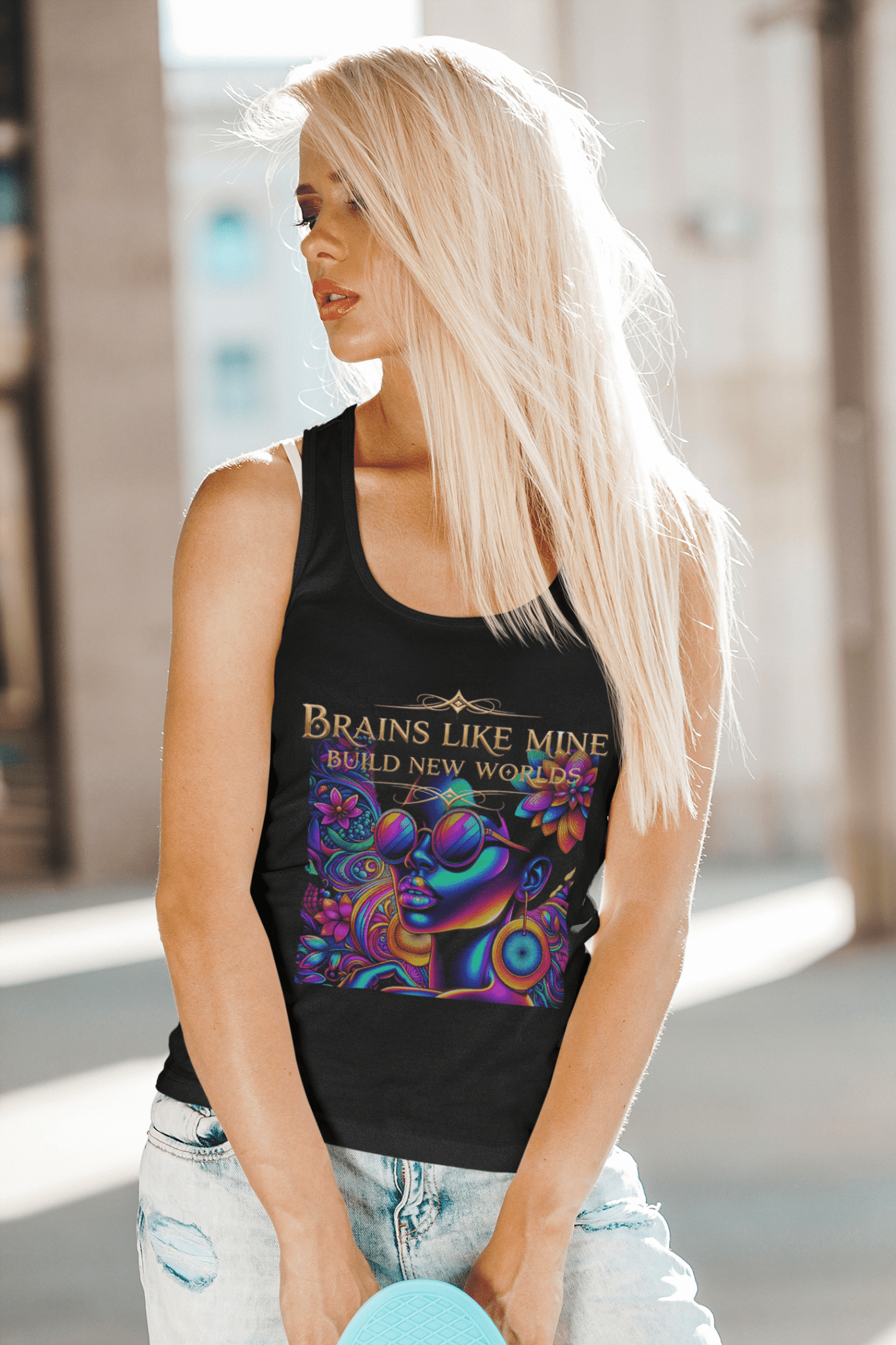 Brains Like Mine Change The World-Women's Ideal Racerback Tank - Estrella & The Stars