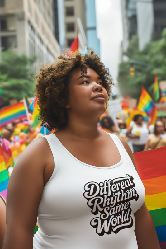 Different Rhythm Same World- Women's Ideal Racerback Tank - Estrella & The Stars