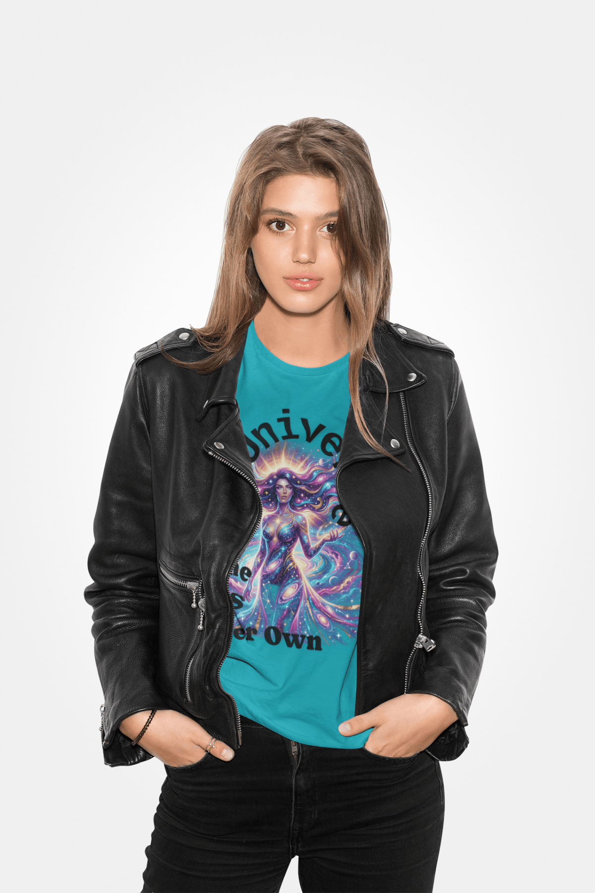 Galaxy Goddess T-Shirt — "The Universe Is Her Own" Female Empowerment Tee - Estrella & The Stars