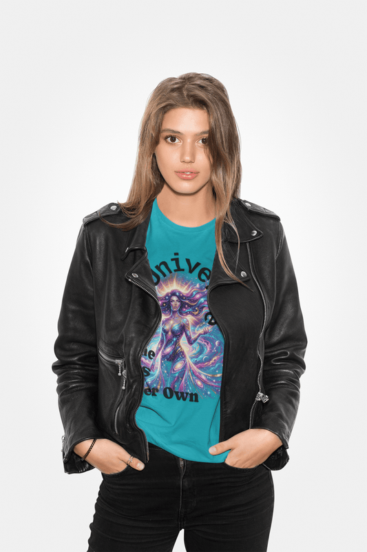 Galaxy Goddess T-Shirt — "The Universe Is Her Own" Female Empowerment Tee - Estrella & The Stars