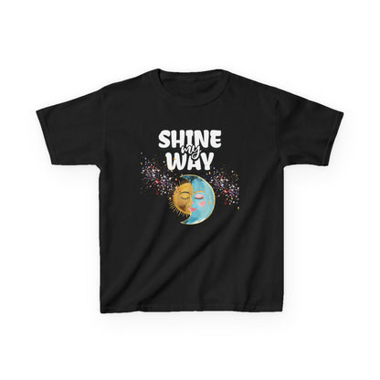Kids Tee — "Shine Wavy" Moon & Sun Cute Graphic Shirt - Estrella & The Stars