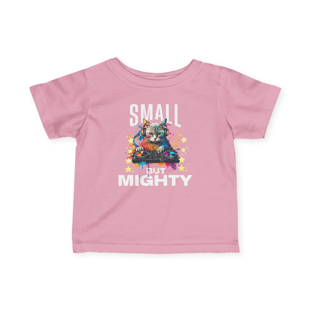 Infant Tee — "Small but Mighty" Colorful Puppy Graphic Baby Shirt - Estrella & The Stars