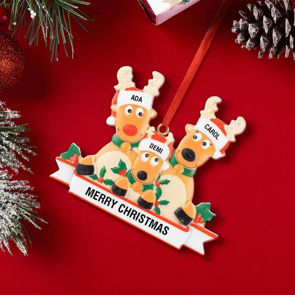 Custom Name Reindeer Family Xmas Ornament Personalized Christmas Decoration Gifts - Estrella & The Stars
