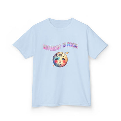 Kids Tee — "Different Is Normal" Rainbow Moon Graphic - Estrella & The Stars