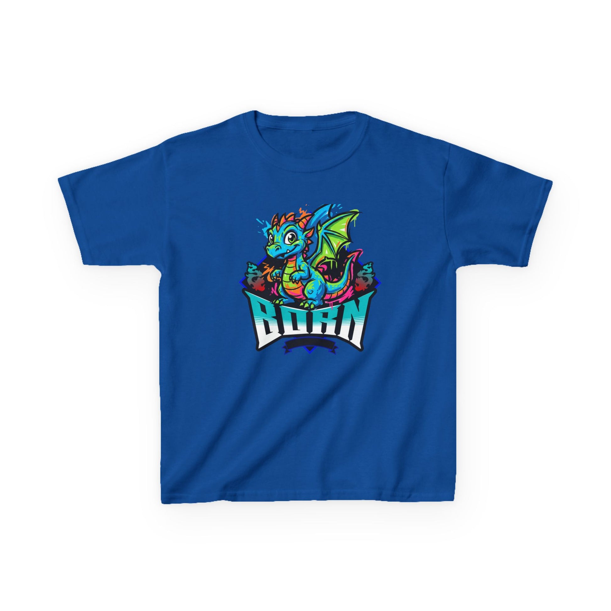 Dragonborn Kids T‑Shirt — Colorful Baby Dragon 'BORN' Graphic Tee for Kids - Estrella & The Stars