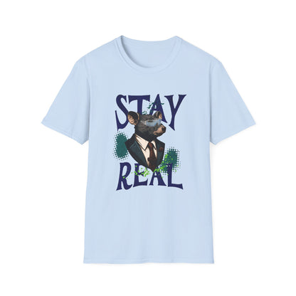 Stay Real Doberman T-Shirt — Graphic Dog Portrait Tee - Estrella & The Stars