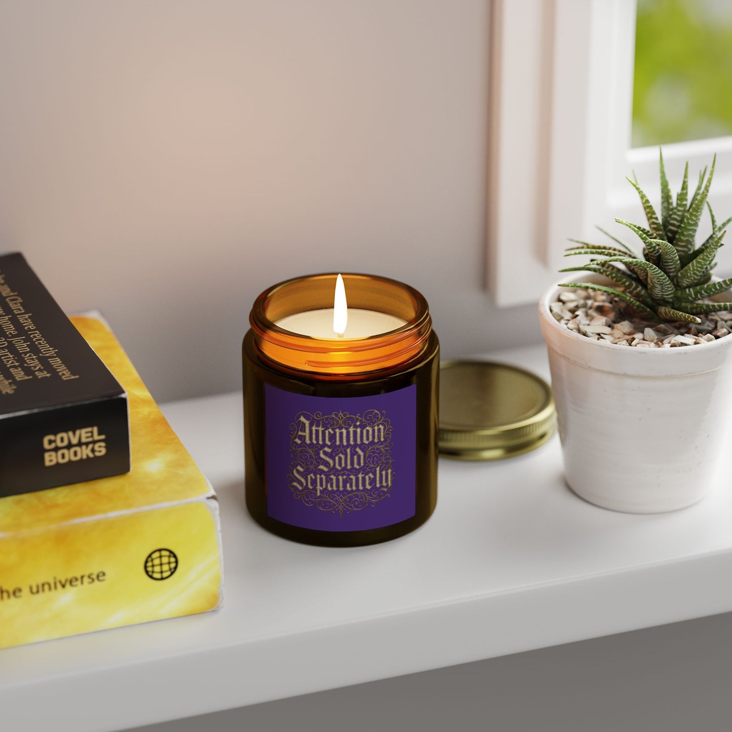 Coconut Apricot Scented Candle (4oz/9oz) — "Attention Sold Separately" Decorative Jar - Estrella & The Stars