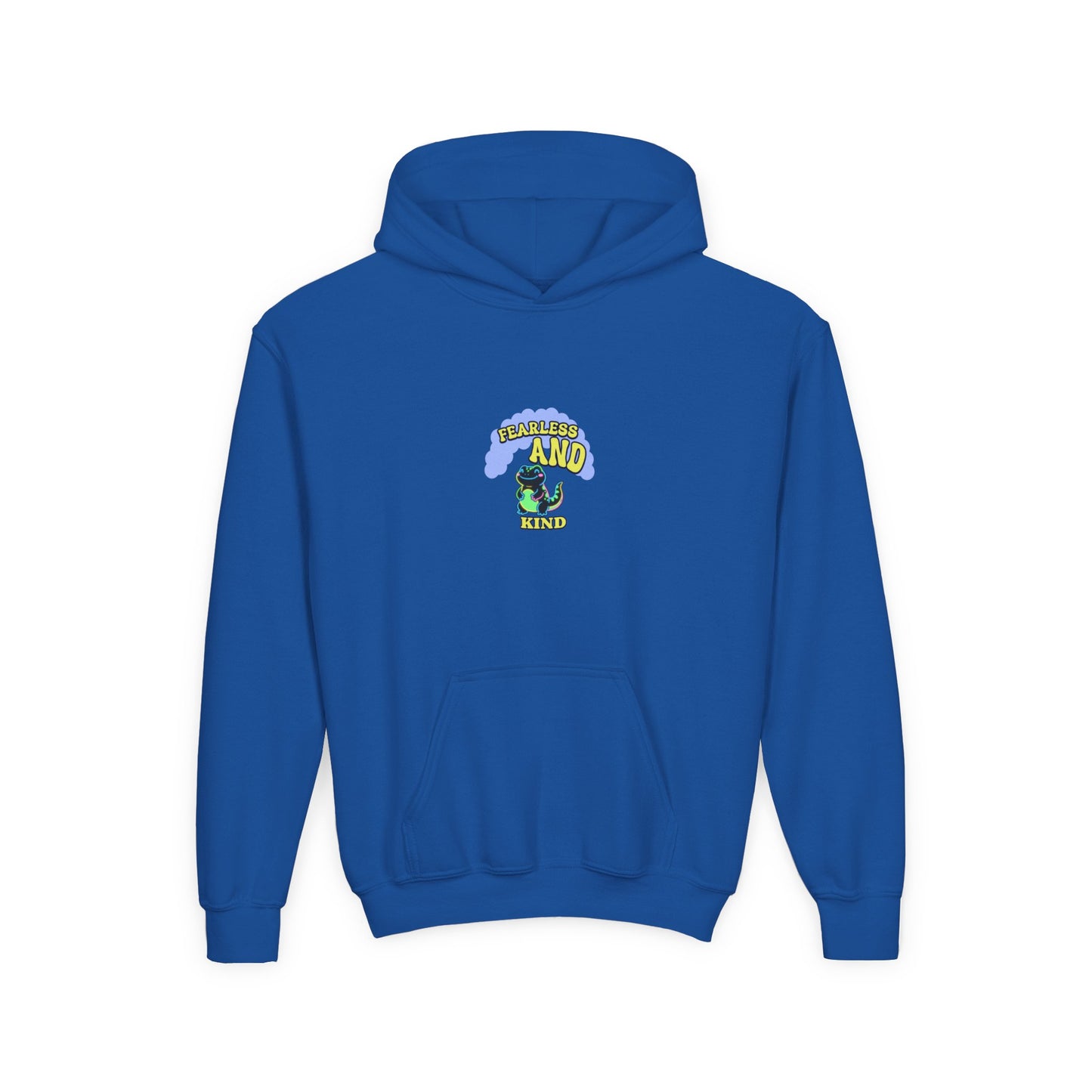 Youth Hoodie - 'Small But MIGHTY' Dino Graphic Kids Hooded Sweatshirt - Estrella & The Stars