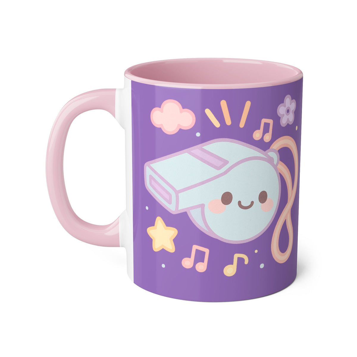 Cute Kawaii Whistle Coffee Mug — Purple Accent 11oz - Estrella & The Stars