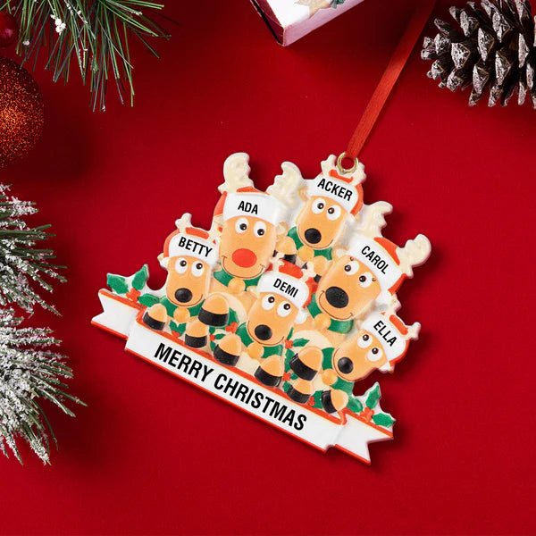 Custom Name Reindeer Family Xmas Ornament Personalized Christmas Decoration Gifts - Estrella & The Stars