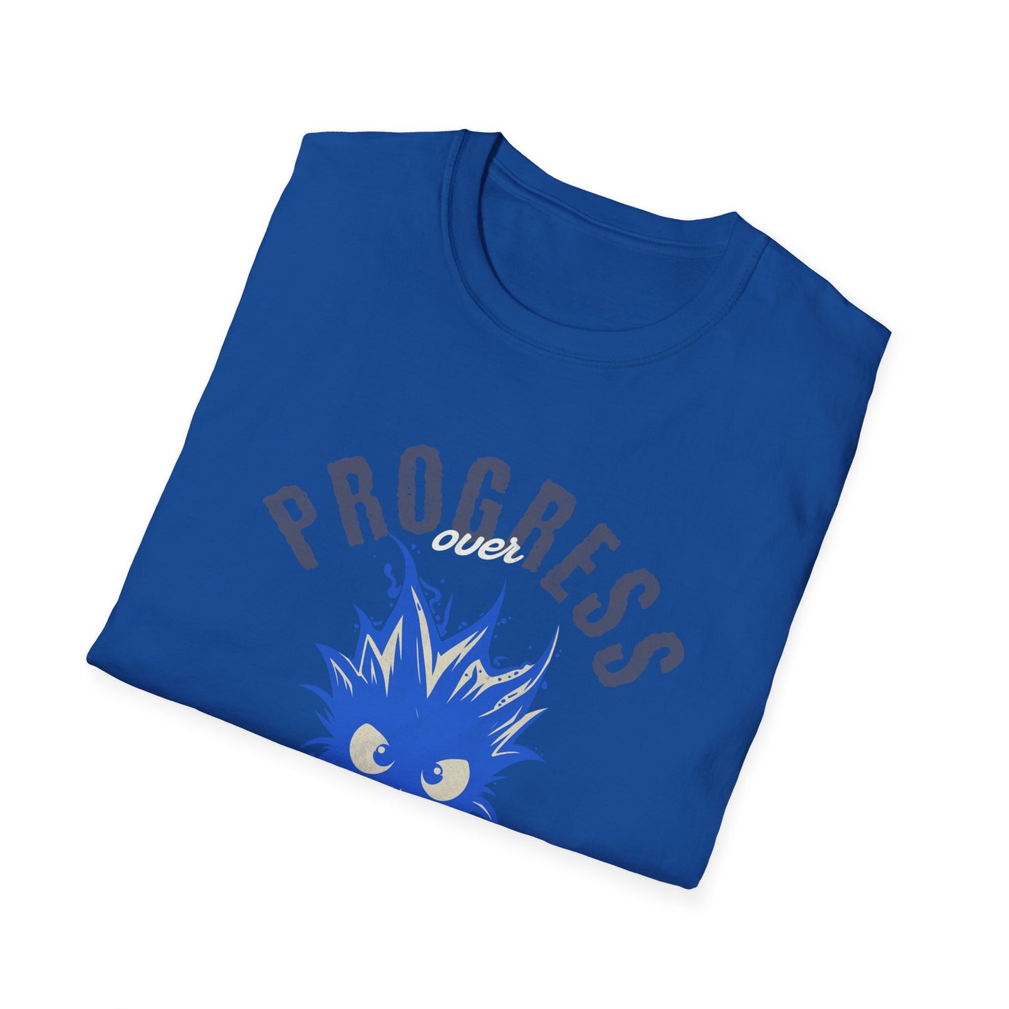 Progress Over Perfection T-Shirt — Motivational Graphic Tee with Spiky Cat Illustration - Estrella & The Stars