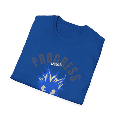 Progress Over Perfection T-Shirt — Motivational Graphic Tee with Spiky Cat Illustration - Estrella & The Stars